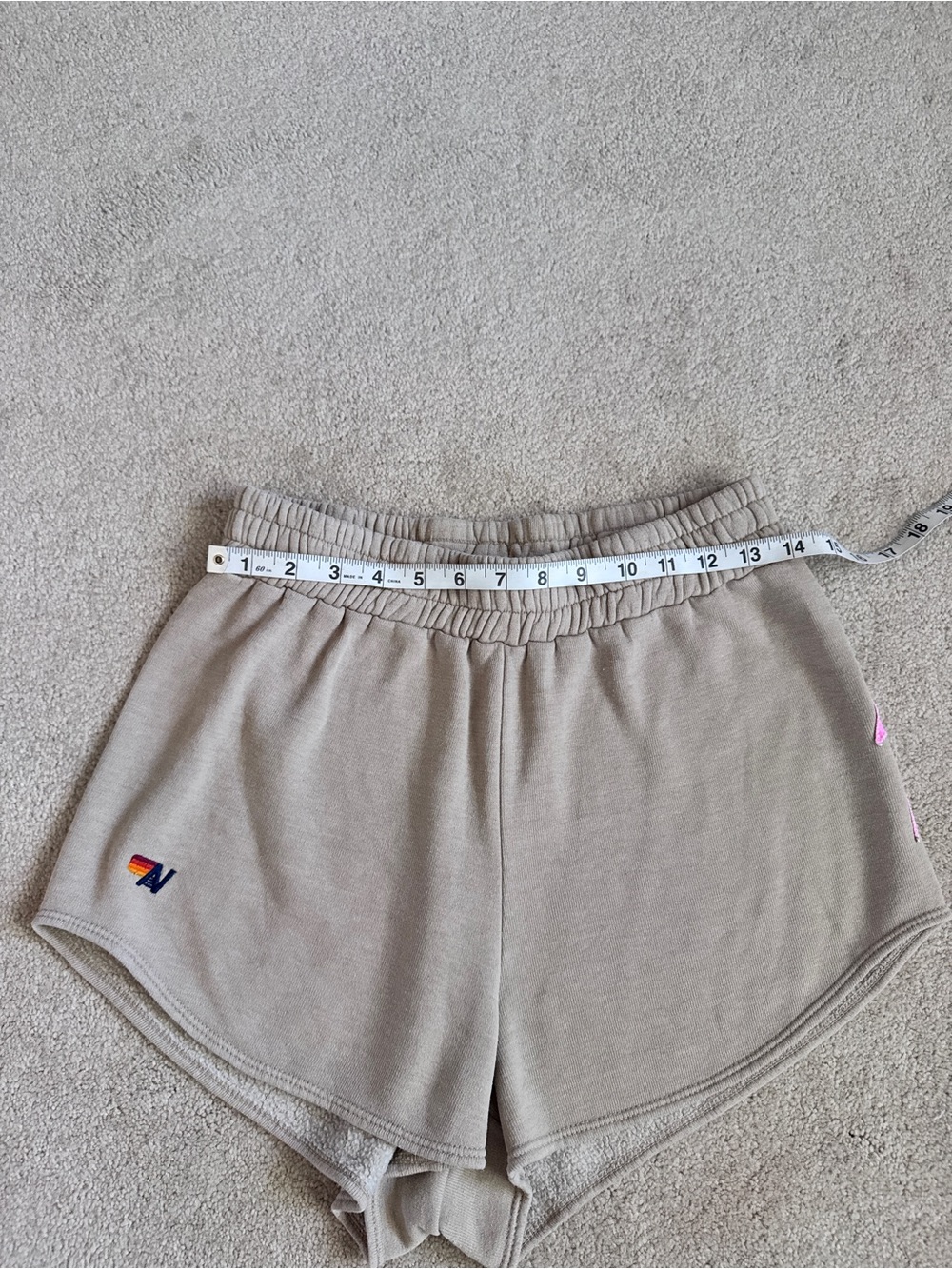 Aviator Nation Beige Terry Shorts with Rainbow Logo - Picture 2 of 8